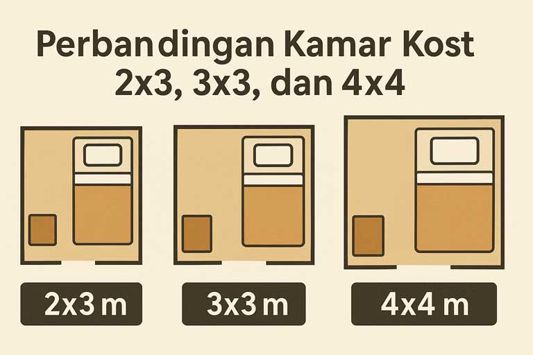 Perbandingan Kamar Kost 2×3, 3×3, dan 4×4: Mana yang Paling Pas?